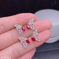 kjjeaxcmy fine jewelry 925 sterling silver inlaid natural red gem ruby female lady earrings ear studs got engaged marry party