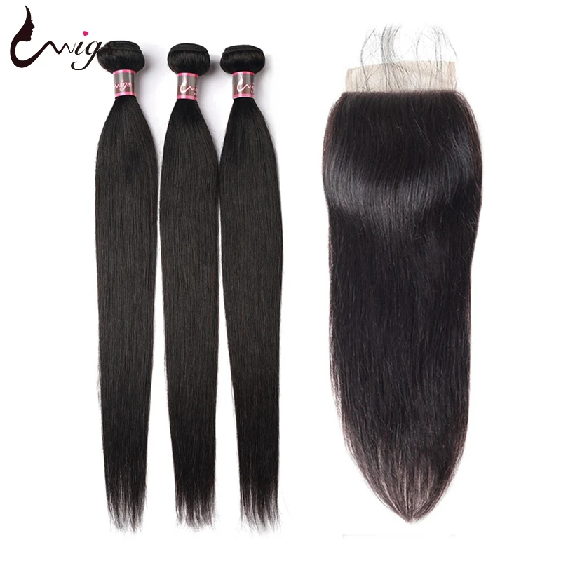 Прямые пряди волос Uwigs с застежкой натуральные человеческие волосы пучки