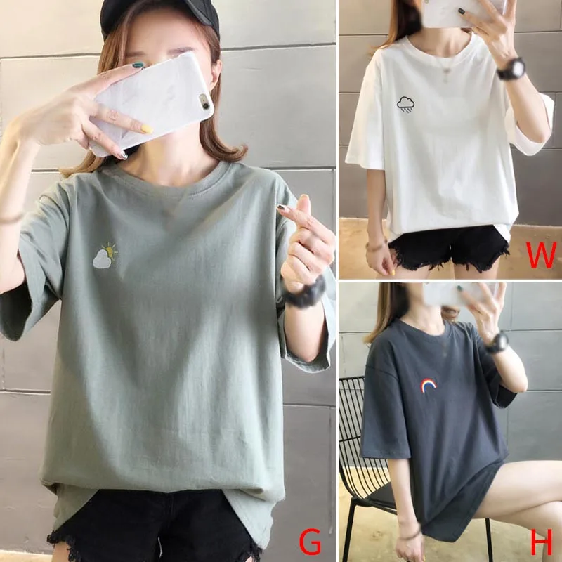 

2021 Summer New Fashion Loose Short Sleeve T-Shirt Women Tee Shirt Women Casual O-neck Hipster Tshirt Top