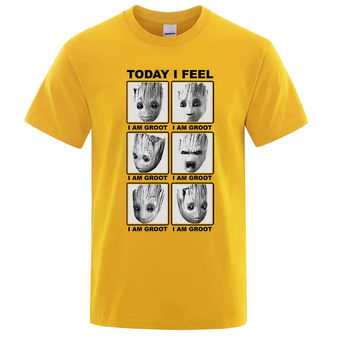 Футболки Marvel Today I Feel I Am groot, Футболка мужская, хлопок, уличная футболка, хип-хоп футболка с рисунком, Harajuku camisetas hombre