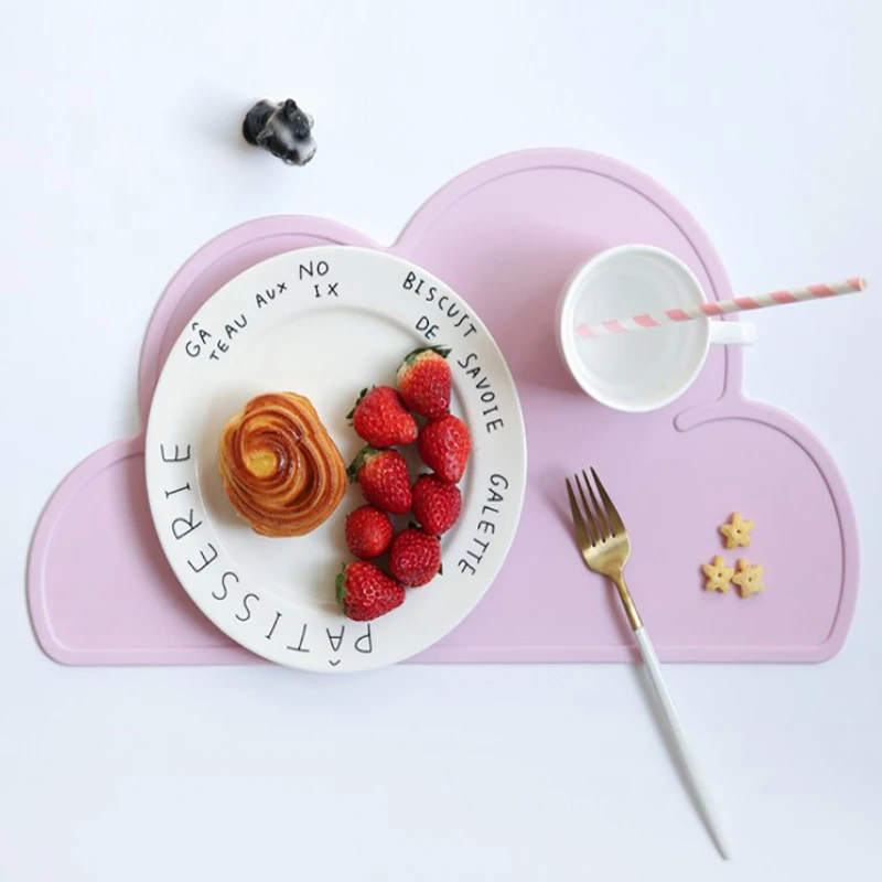 

1Pc Cloud Shape Placemat Kids Plate Mat Food Grade Silicone Table Pad Waterproof