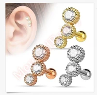 1pc cubic zirconia helix earrings stainless steel studs conch cartilage piercing tragus earring piercings women accessories 2020