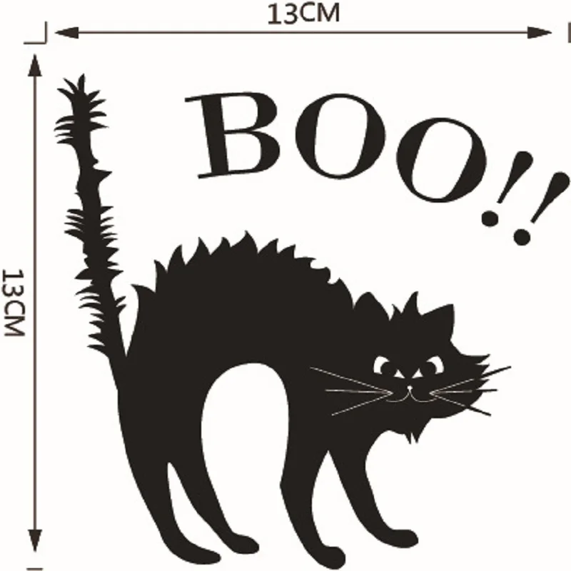 3 шаблона черная страшная наклейка в виде кошки Boo! Съемная Наклейка на стену