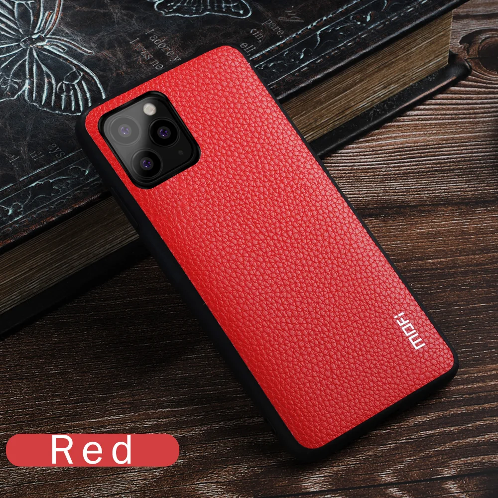 Для iPhone 11 pro чехол mofi для iPhone 11 max чехол задняя крышка мягкая pu кожа для iPhone 11 чехол Защитная перчатка чистый черный красный - Цвет: Red