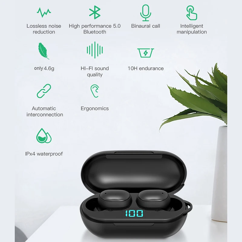 TWS-стереонаушники H6 с поддержкой Bluetooth 5 0 и светодиодным дисплеем | Электроника