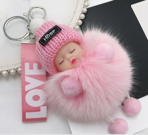 

free shipping furry keychain doll mini toy soft doll keychain couple keychain