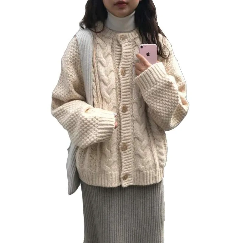 

Ancient the thickening plus twist han edition loose languid is lazy wind sweater knitting cardigan autumn/winter 2020 female