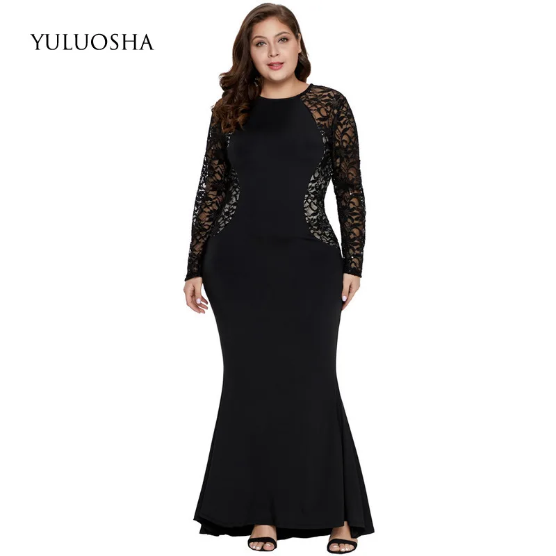 YULUOSHA платье для матери жениха черное кружевное с аппликацией невесты высоким и