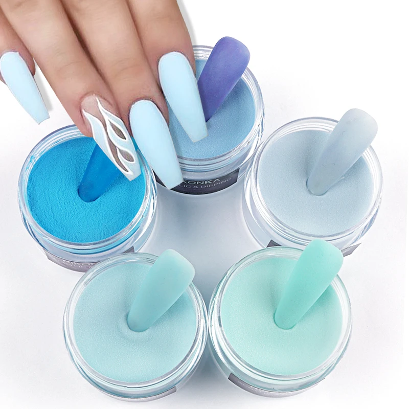 

15g Nail Art Crystal Powder Baby Blue Acrylic Dipping Powder Carving Polymer Nail Extension Tips Nail Supplies For Professionals