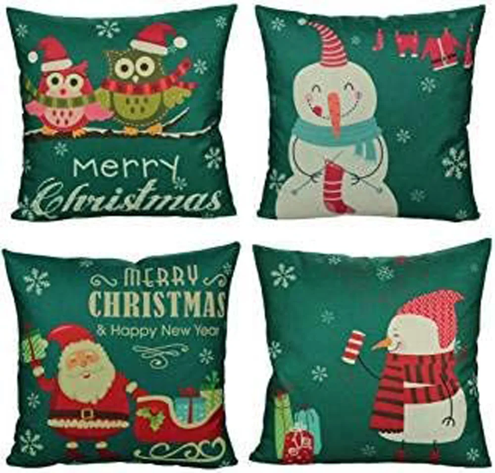 

45x45cm Cartoon Cushions Santa Claus Elk Christmas Linen Pillowcase 2022 Home Decor Merry Christmas Ornament Navidad Xmas Gifts
