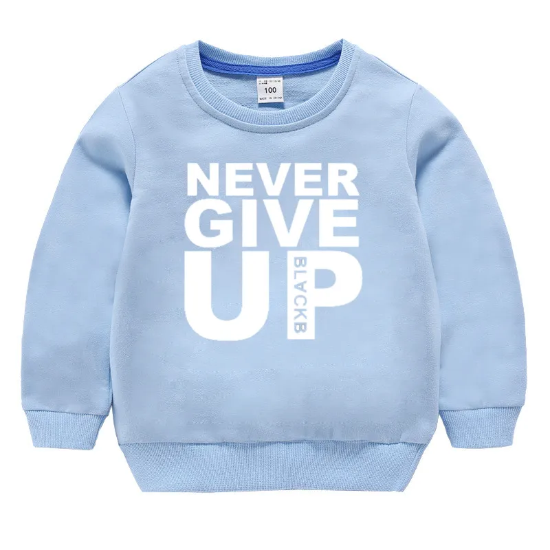 Детские хлопковые толстовки с капюшоном принтом Never Give Up свитера для девочек