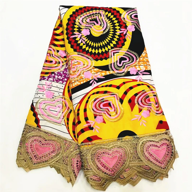 Хлопковая африканская восковая вышитая кружевная ткань последняя Анкара