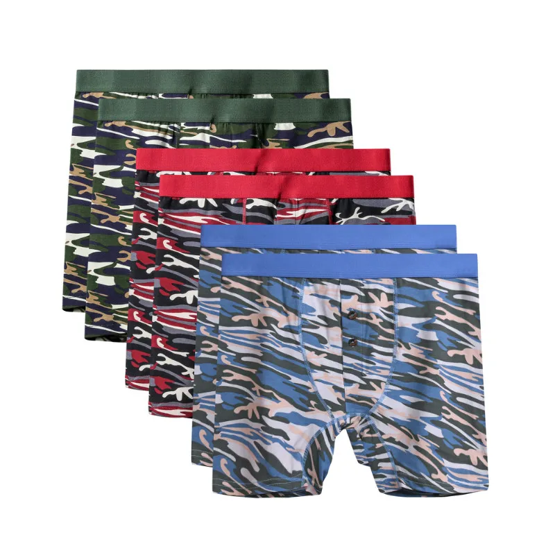 6Pcs A1145 Mix A32 6 шт./лот, качественное Мужское нижнее белье размера плюс, камуфляжное нижнее белье, боксеры для мужчин, длинные ноги, хлопковые боксеры, шорты для мужчин, s u-выпуклые мягкие трусы 6XL - Цвет: 6Pcs A1145 Mix A32