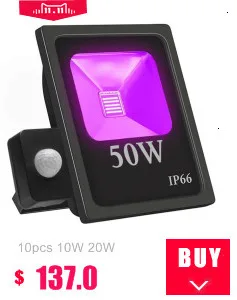10 шт., 10 Вт, 20 Вт, 30 Вт, 50 Вт, УФ светодиодный светильник, черный светильник, прожектор, PIR датчик, IP66, Ультрафиолетовый прожектор, светильник для сцены, светильник для Хэллоуина, вечерние