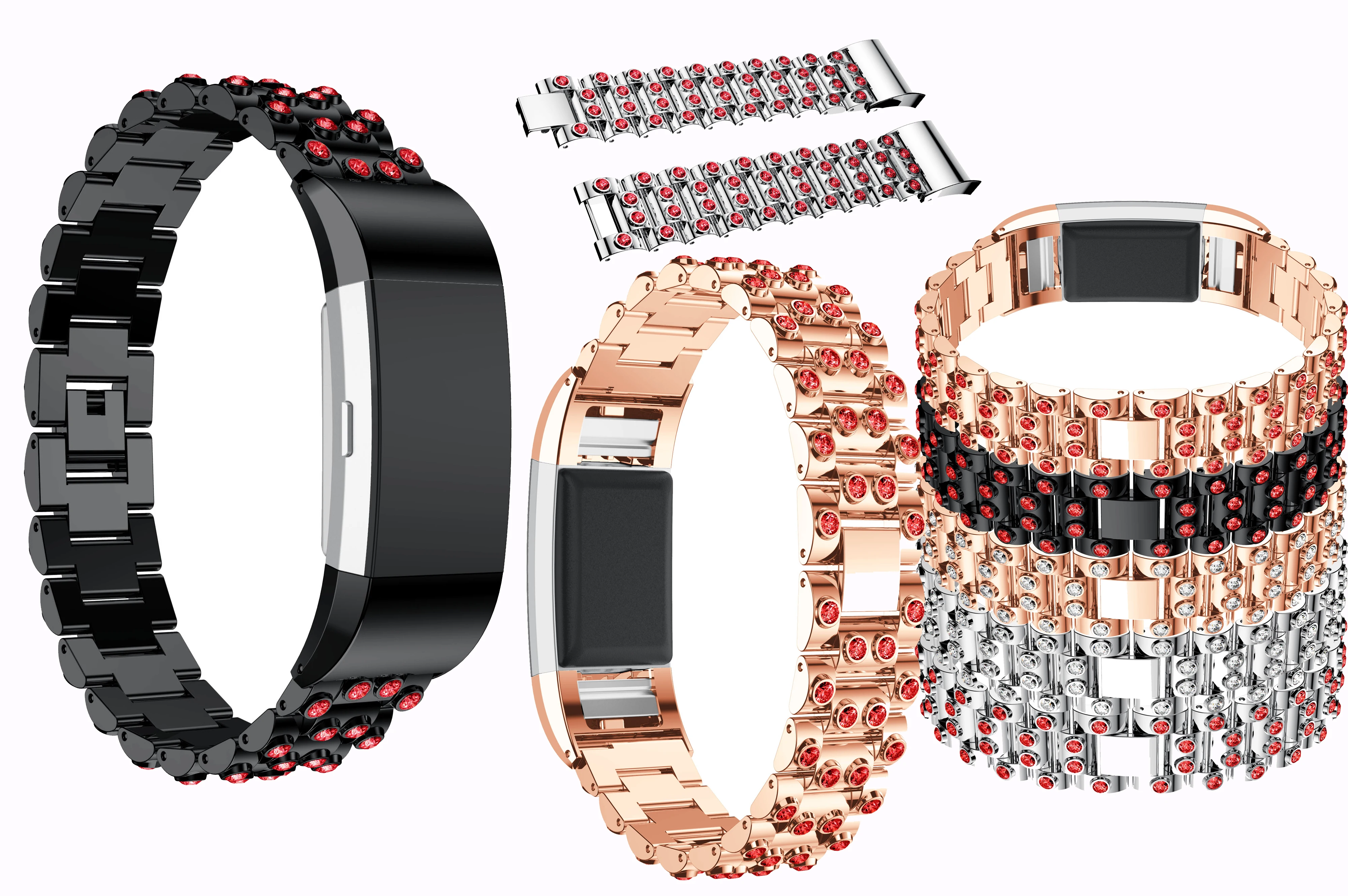 

Модные спортивные стильные ремешки для часов для Fitbit Charge 2, сменный металлический браслет, регулируемый Fitbit charge 2 полосы со стразами