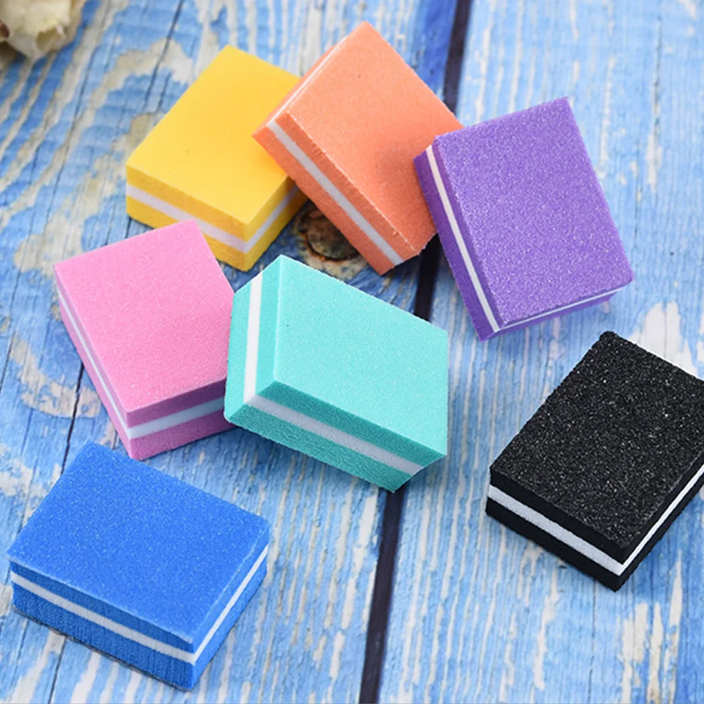 

10pcs Mini Nail File Blocks Double-sided Colorful Sponge Nail Polish Sanding Buffer Strips Polishing Manicure Tools