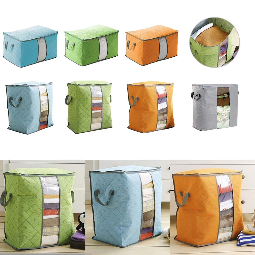 

Foldable Clothes Quilt Storage Bags Blanket Closet Sweater Organizer Box Sorting Pouches Cabinet Dampproof Container Family Home