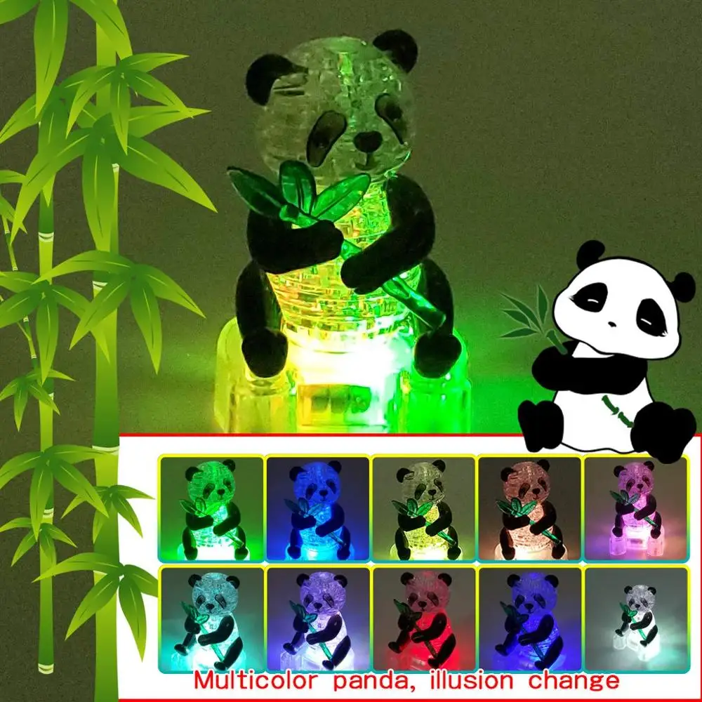 3D модель панды с кристаллом пазлы для сборки DIY мигающим интеллектуальные