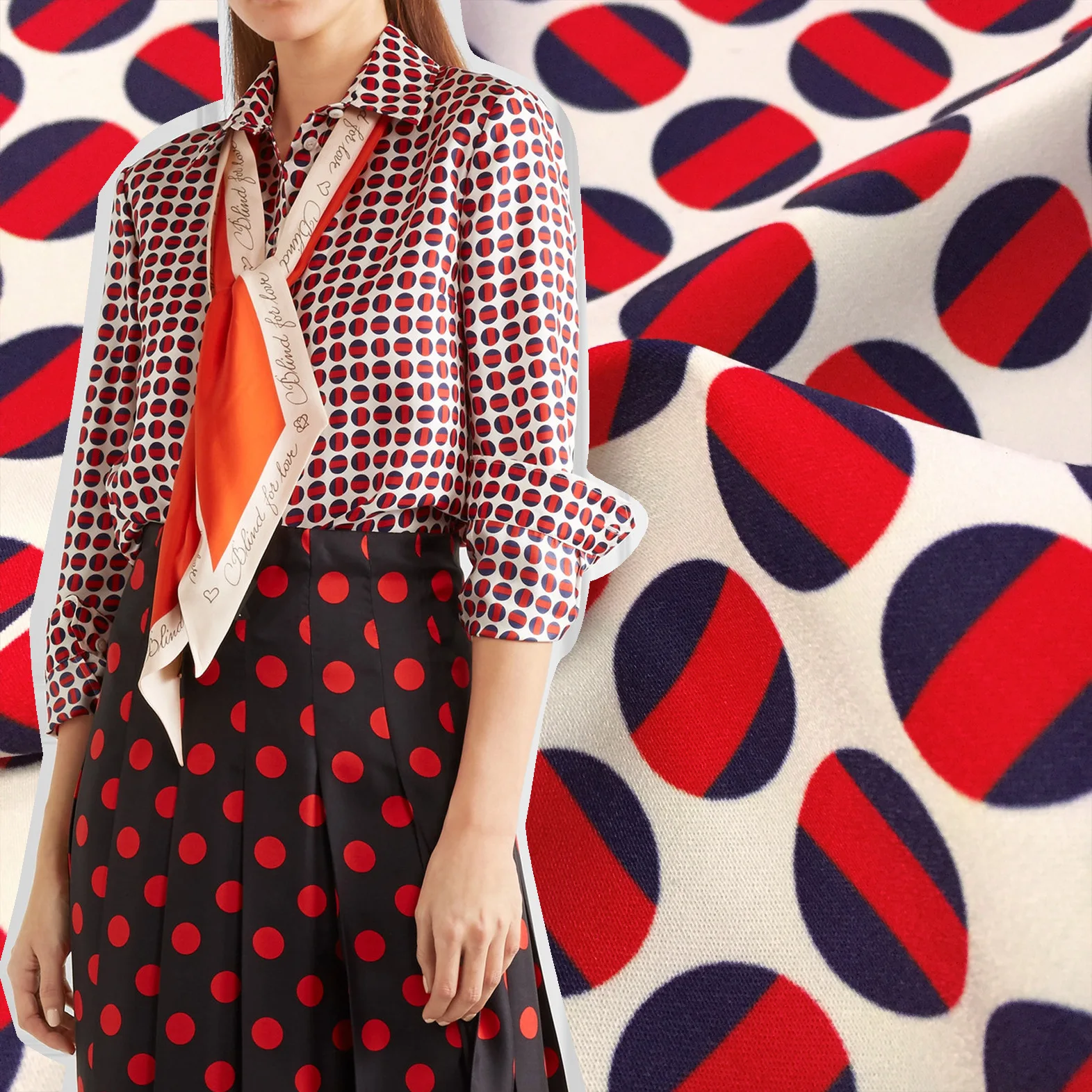 

Brand autumn/winter flower type polka dot printing series shirt bottoming skirt printing handmade fabric for dress sewing