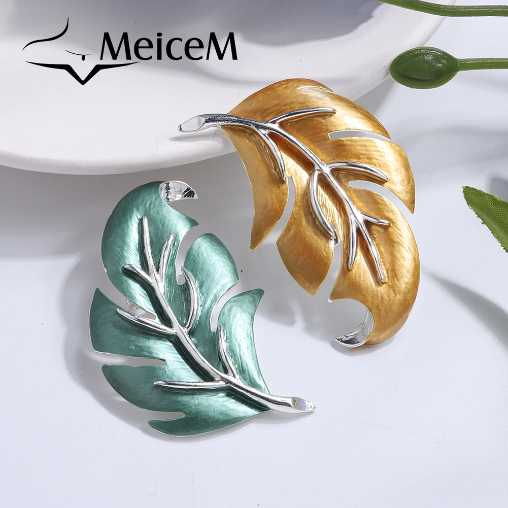 

Meicem Must-Have for Women in 2021 Metal Alloy Enamel Pin Brooch Women's Jewelry Popular Design Leaf Brooches Fashion Colorful