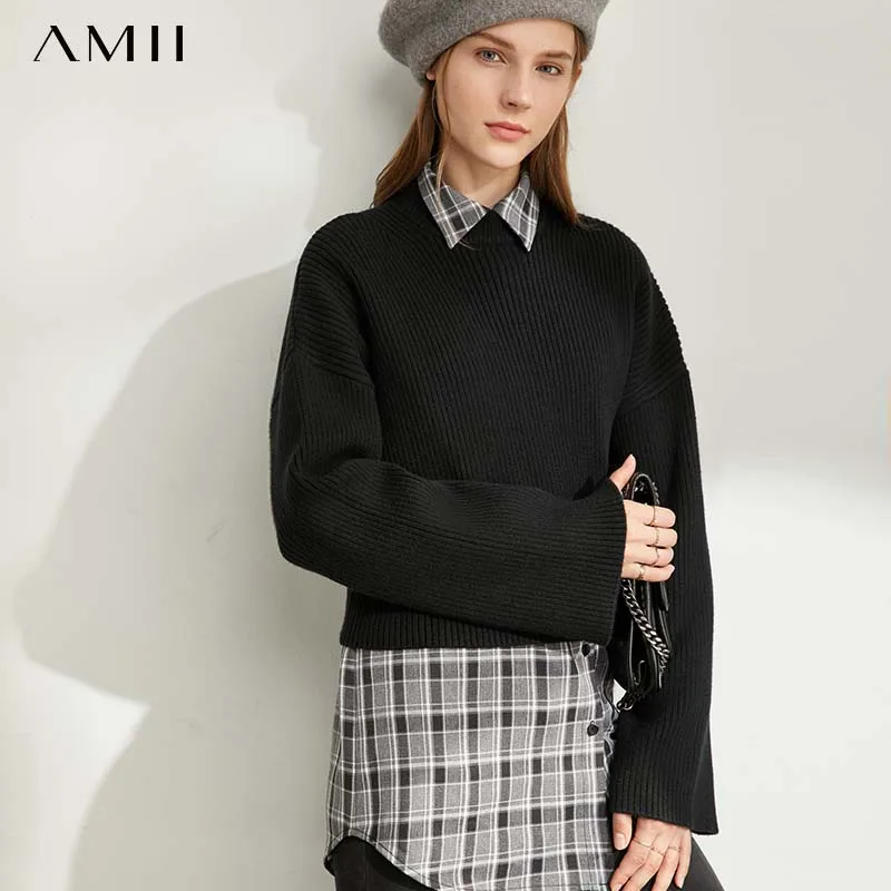 Модный женский свитер Amii lazy air yme зима 2019 Новый Повседневный свободный 11920217 |