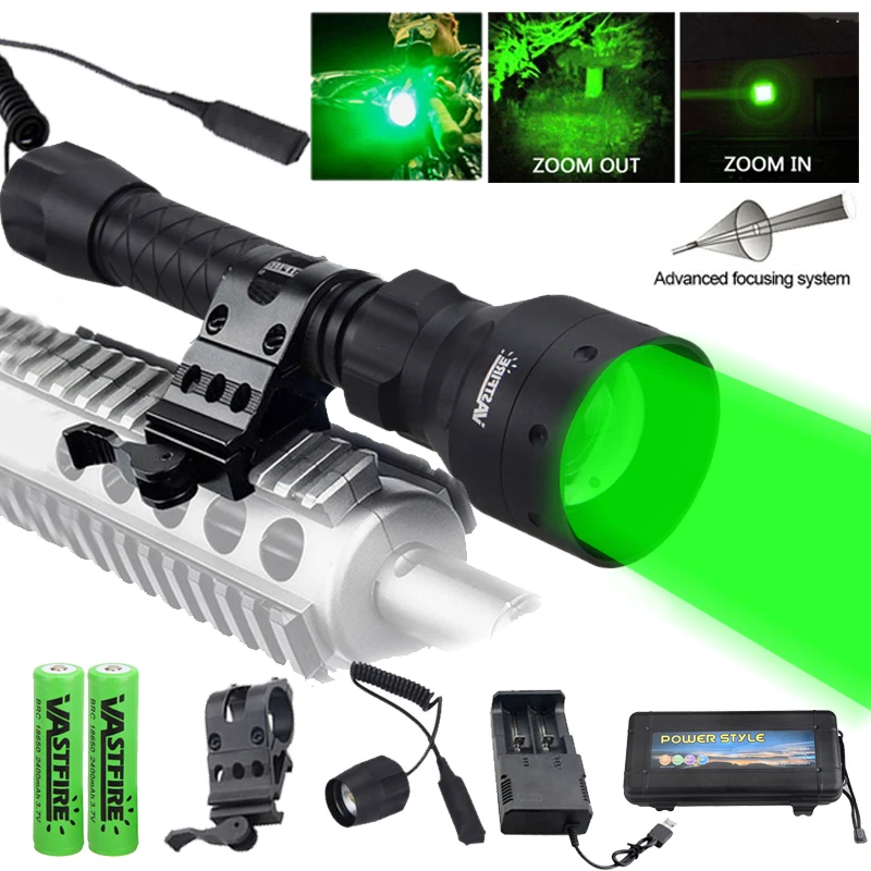Тактический охотничий фонарь 500 ярдов зеленый/красный масштабируемый