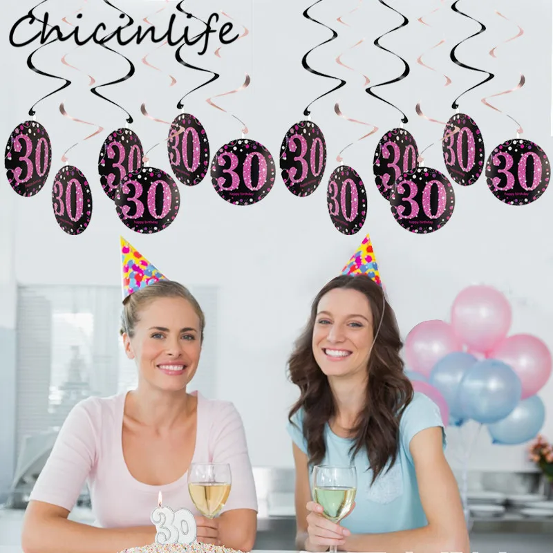 Chicinlife 6 шт. 30 40 50 60 с днем рождения вертлюги украшения юбилей взрослые | Дом и сад