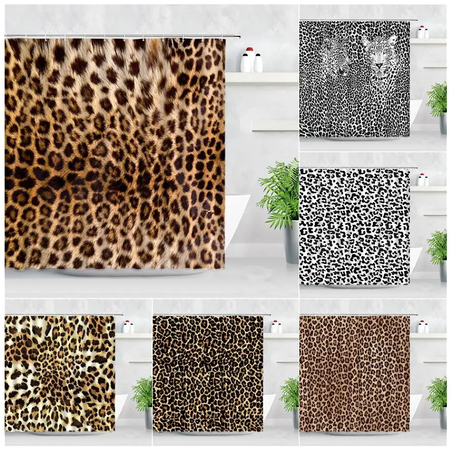 

Занавеска для душа в африканском стиле с леопардовым узором, с принтом диких животных, для современного домашнего декора, набор водонепрони...