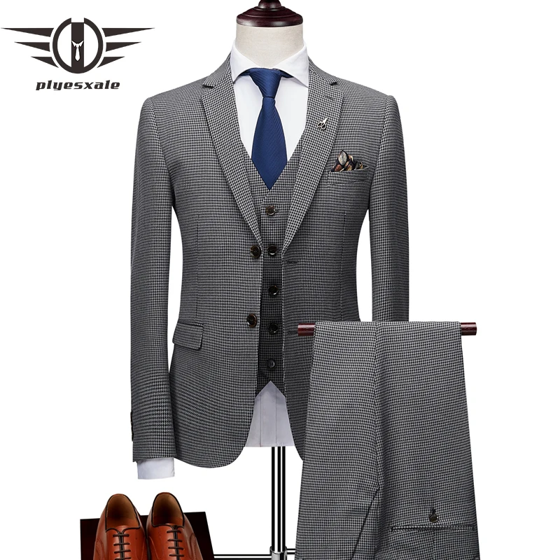 Plyesxale классические мужские свадебные костюмы элегантный 3 предмета для мужчин