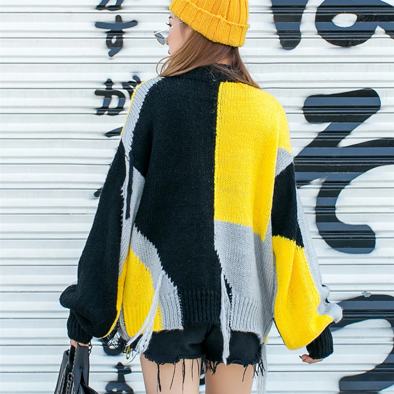QIN GMO Casual Women Pullovers Sweater 2021 Spring Autumn Cat Appliques Female Patchwork Color ZQY5231 | Женская одежда