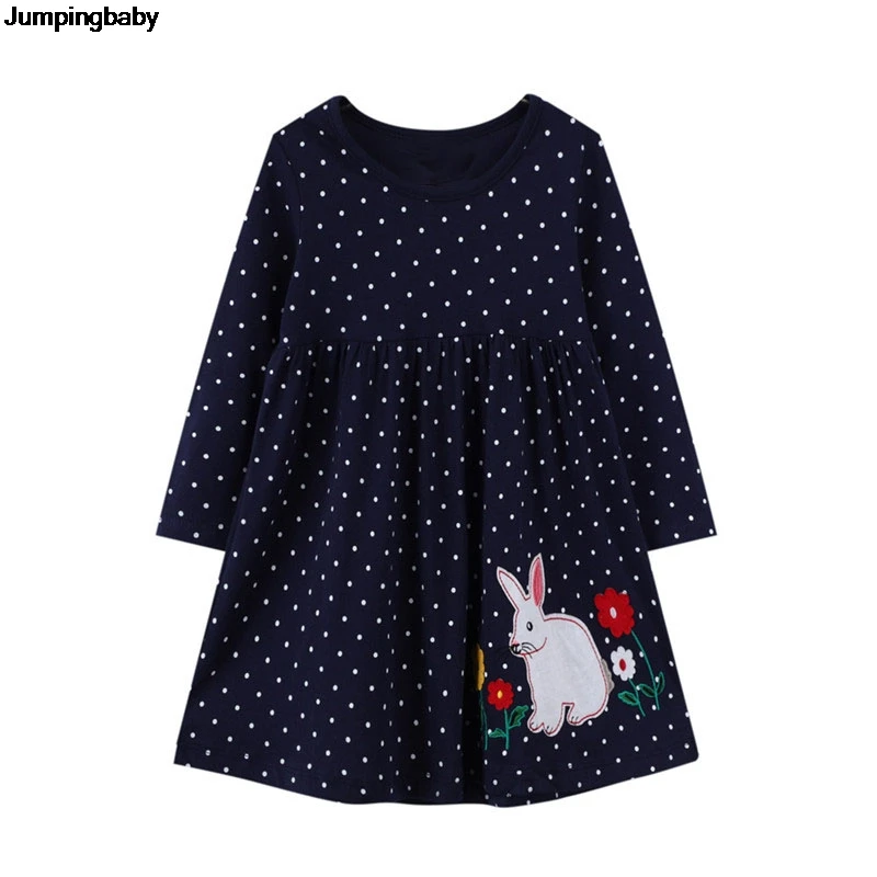 

2021 Girls Dress Rabbit Cute Kids Clothes Baby Girl Vestidos Long Sleeve Robe Sukienki Vetement Fille Roupa Infantil Menina Jurk