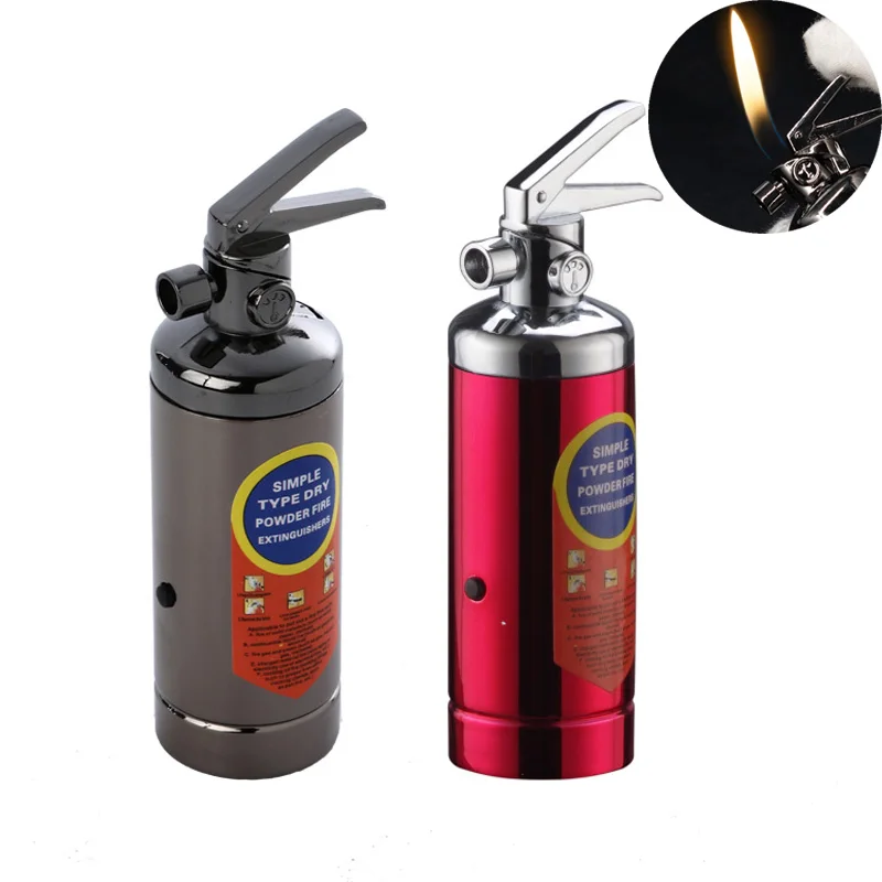100pcs/lot Metal Butane Lighter Funny Fire Extinguisher Shaped Creative Gas Lighters Refillable for Men Cigarette Accessory | Дом и сад