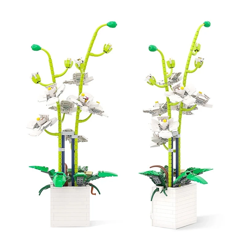 

MOC Phalaenopsis Plants Vase Potted Flowers Green orchid Blossom Building Blocks Brick Accessories Model Kids Educational Toy