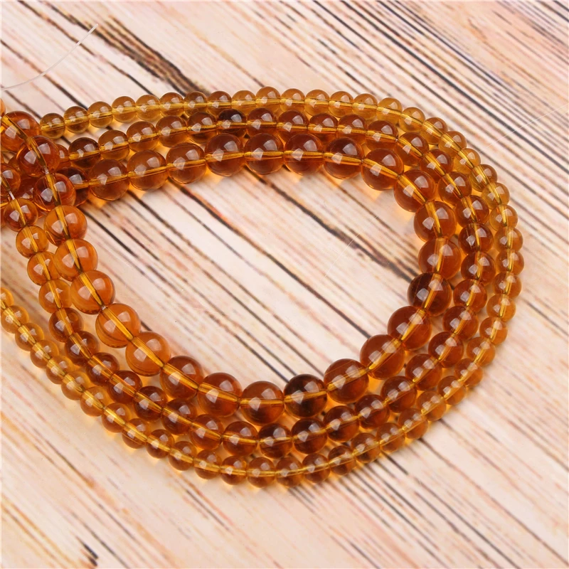

Wholesale Ocher Glass 4/6/8/10/12mm Natural Loose Beads Round Jewelry Bracelet Necklace DIY Production
