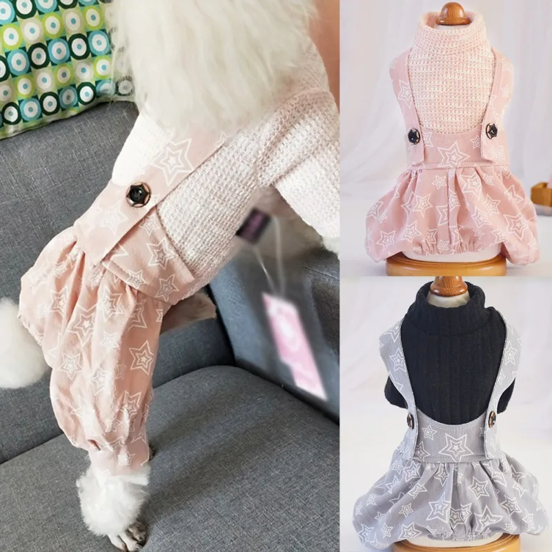 

Dog Jumpsuits Rompers Autumn Winter Warm Clothes Puppy Poodle Sweater Jumpsuits Classic Outfits For Small Medium Dogs XS-XL