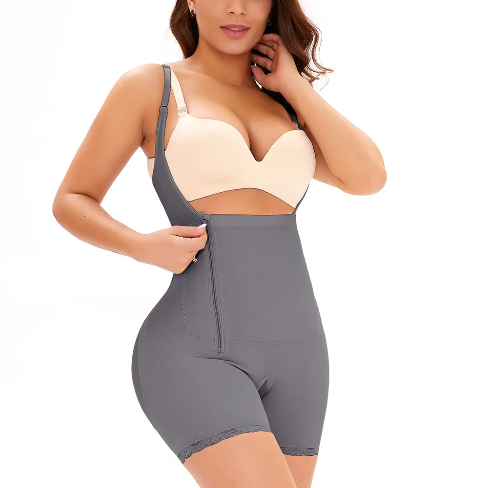 Women's  A Comfy Shaping Jumpsuit Flatten Abdomen Waist and Hips Zip Front Closure Shapewear Firm Tummy Compression Butt Lifter