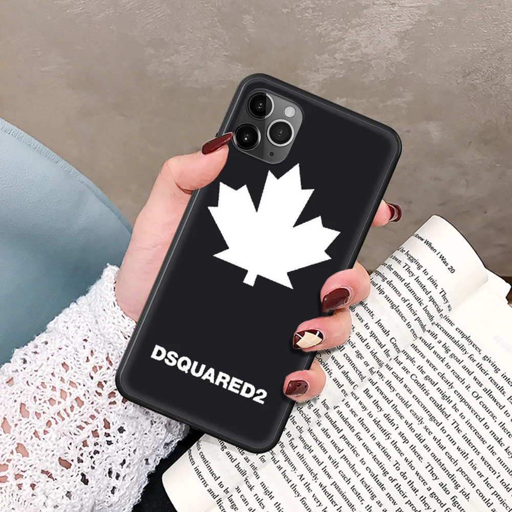 

Italy brand maple leaf dsquareds Phone Case For IPhone 5 5S SE 5C 6 6S 7 8 Plus X XS XR 11 12 Mini Pro Max 2020 black Shell