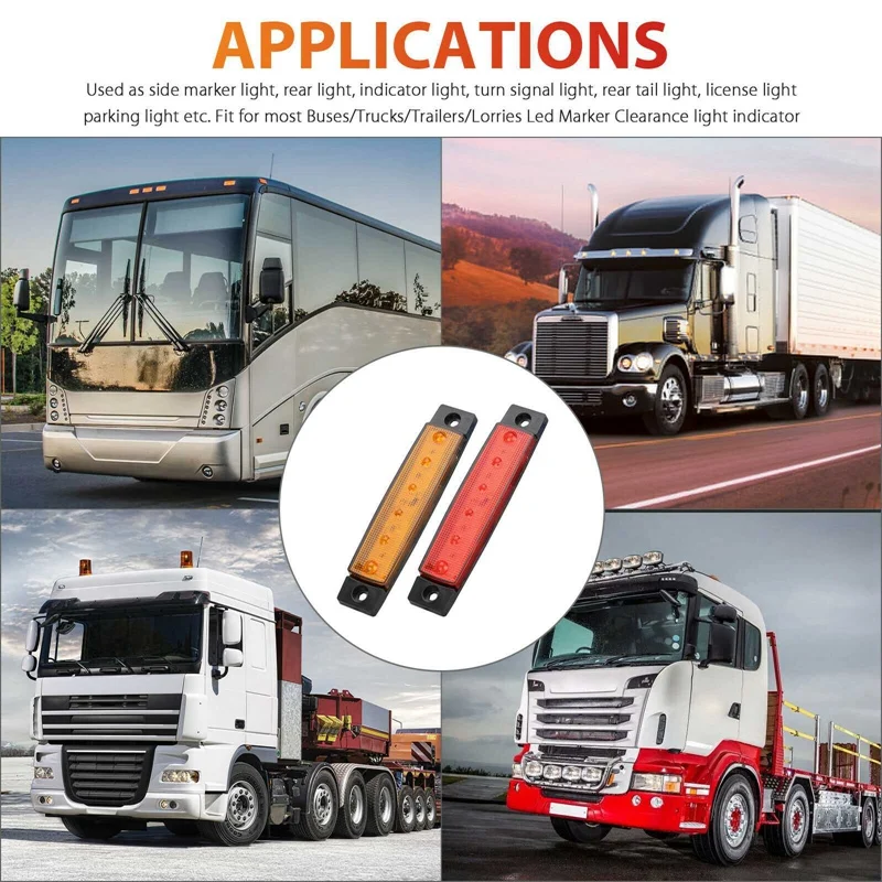 

DHBH-10X Yellow + 10X Red 12V 6 LED Side Marker Indicator Lights Car Truck Trailer