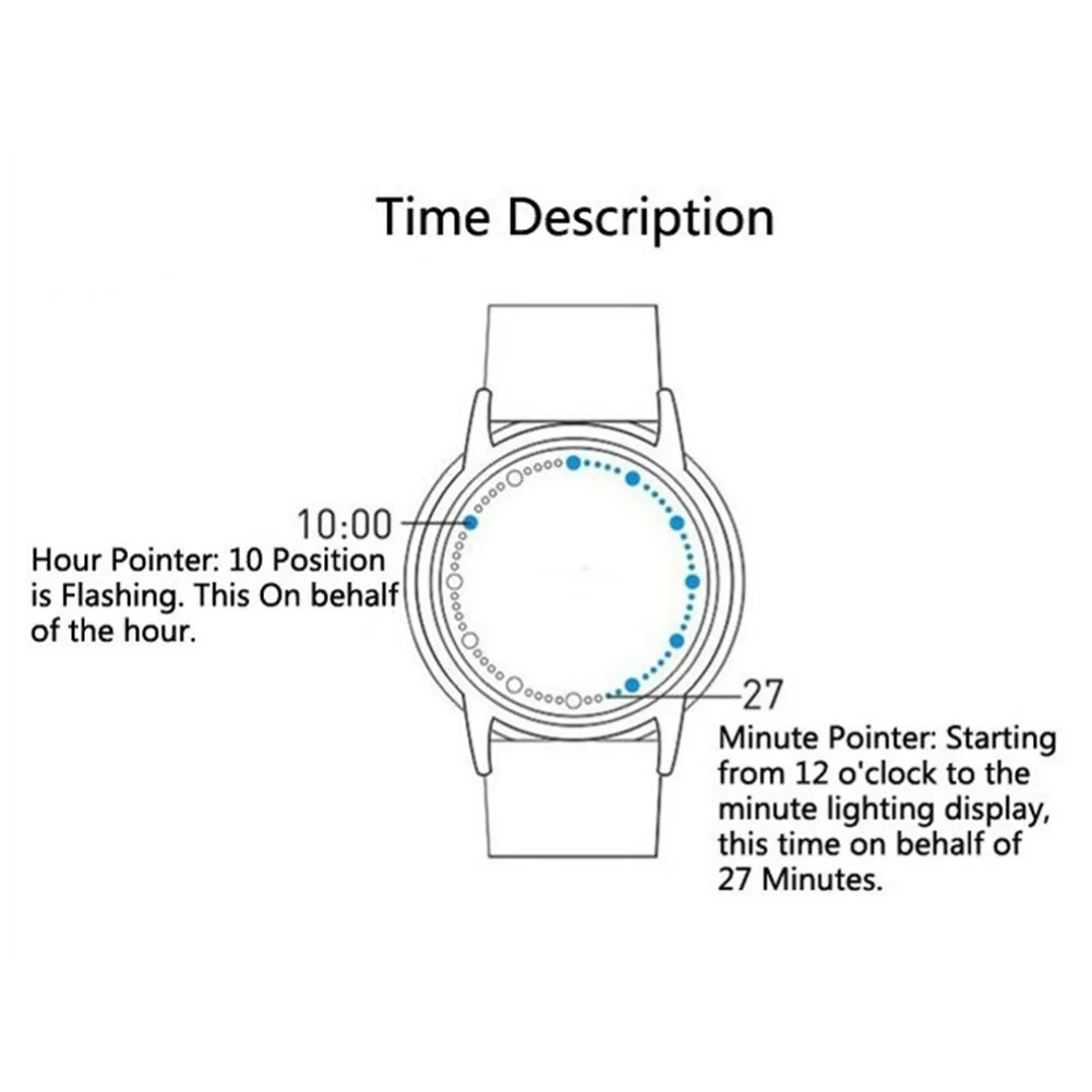 

Couple Watch Men Fashion Waterproof LED Watch Women Touch Control Round Dial Watch Faux Leather Band Quartz Watch Clock Cift