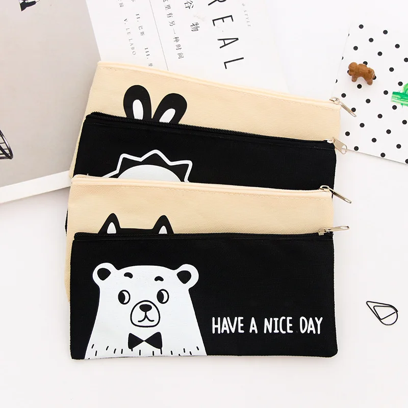 Пенал с изображением кота льва кролика каваи канцелярские принадлежности