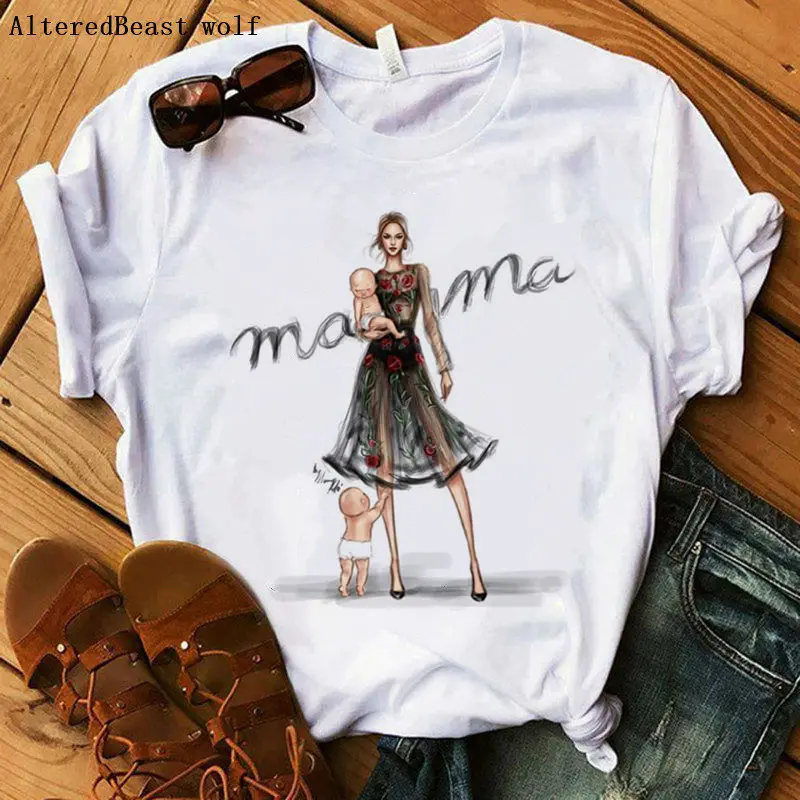

Super Mom T-shirt Pop Harajuku Trendy Hipster Women Clothes Printed Kawaii Mama T-shirt Female Vogue Summer Hip Hop Cute T shirt