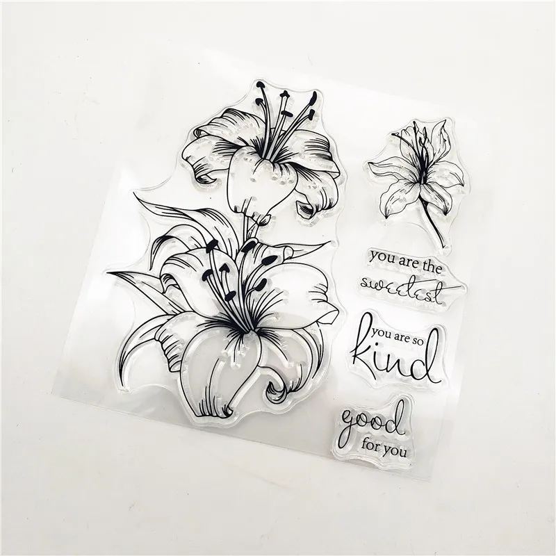 10x10cm Lily Flower Clear Stamps Transparent Seal Silicone TPR Christmas Wedding Roller DIY Scrapbook Album Card | Дом и сад