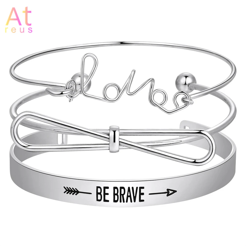 Новинка 3 шт./набор полые сердечные буквы резные быть смелыми стрелками манжеты