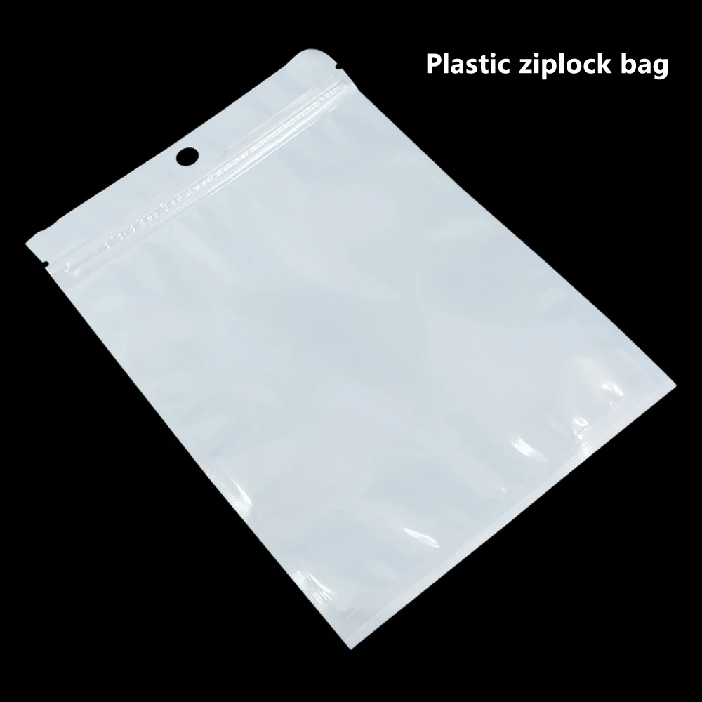 

100PCS White/ Clear Self Seal Zipper Plastic Pouches Trinkets Storage Ziplock Bags Reusable Packaging Bag With Hanging Holes