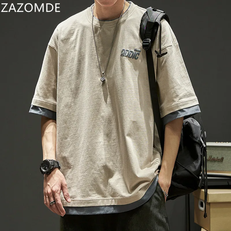 

ZAZOMDE Oversize Tee Shirt 2021 New Color Basic T-shirts Man Casual Harajuku Summer New Long Tops Korean Hipster T Shirt Man