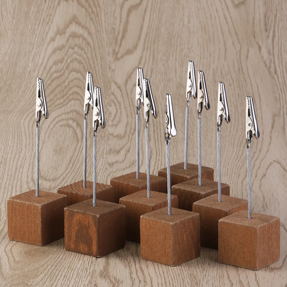 

Rosenice 10pcs Memo Clip Holder Stand with Alligator Clasp for Pictures Paper Note Clip (Coffee)