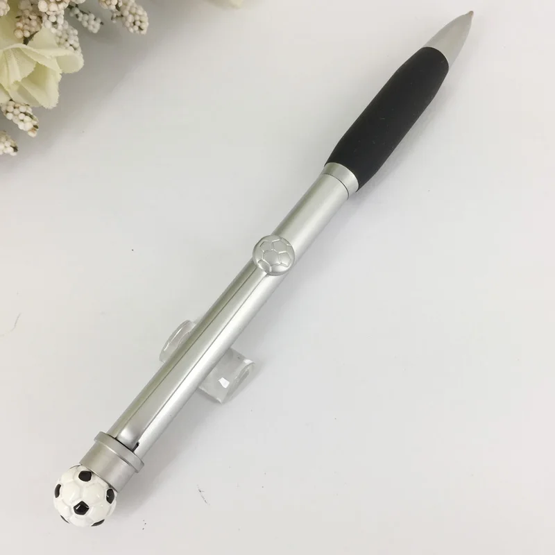 ACMECN Cute Sports Ball Pen with Football Design Soft Rubber Grip Twist Mechanical Silver Basketball Pattern Ballpoint Pens