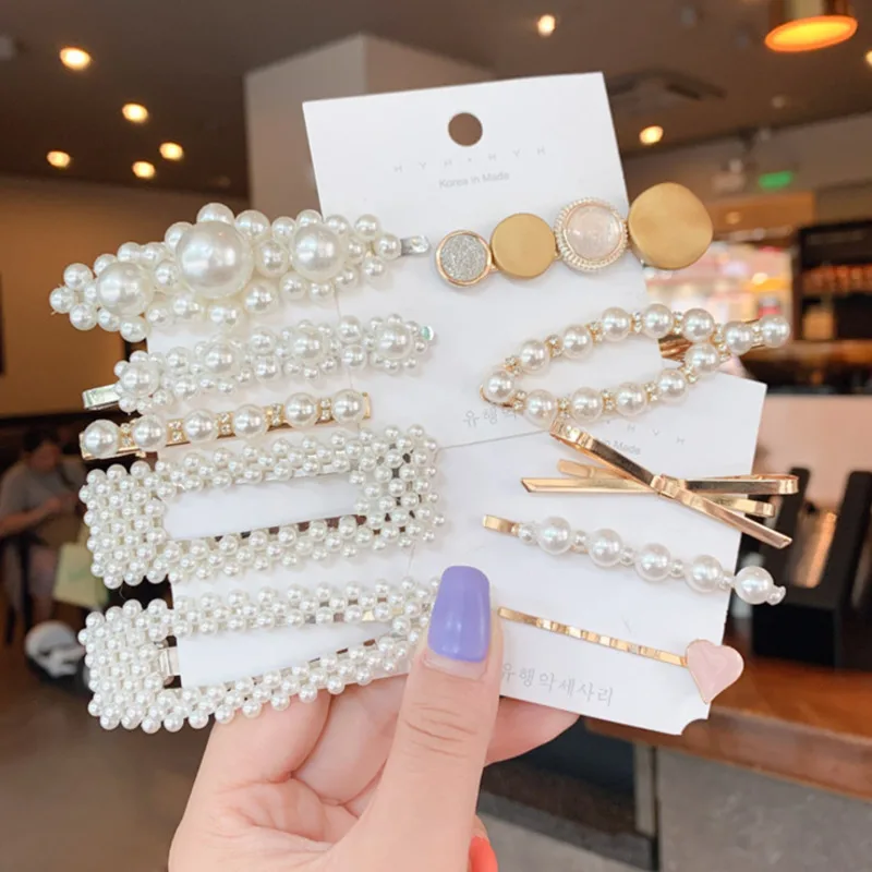 

[Xwen] New 2021 Pearls Exquisite Women Girls Hairpin Edge Clip Girl's Clip Headwear Back Head Hair Accessories TY4045