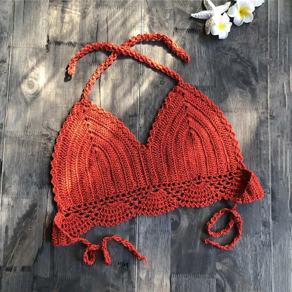 2020 вязаные бикини топы ручной работы крючком для женщин Бохо пляжные Бралетт