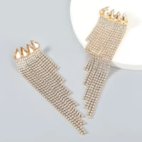 long tassel geometric drop earrings for women 2021 bijoux shiny full rhinestone crystal dangle earring statement jewelry